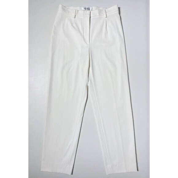 MAX MARA White High Waist Ankle Pants Cotton Stretch Made in Italy Women Sz. 8 - Picture 1 of 13